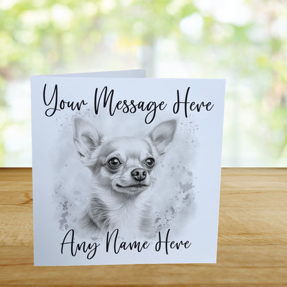 Personalised Chihuahua Dog Card - Custom Hand Drawn Sketched Dog Art