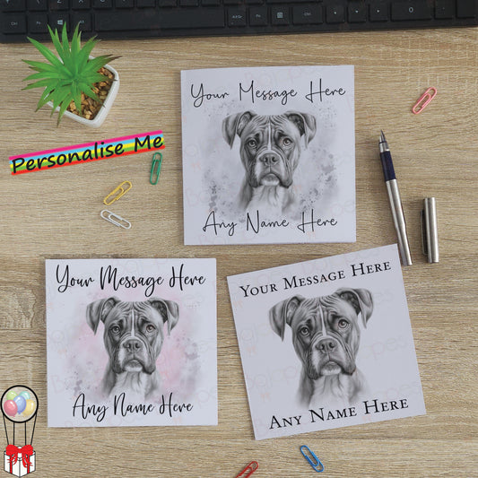 Personalised Boxer Dog Card - Custom Hand Drawn Sketched Dog Art