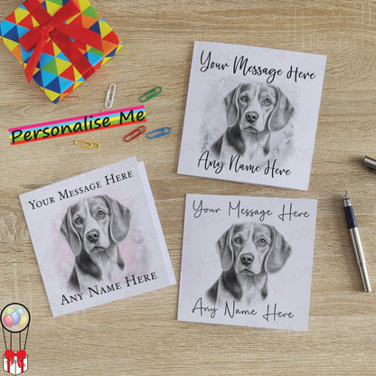 Personalised Beagle Dog Card - Custom Hand Drawn Sketched Dog Art