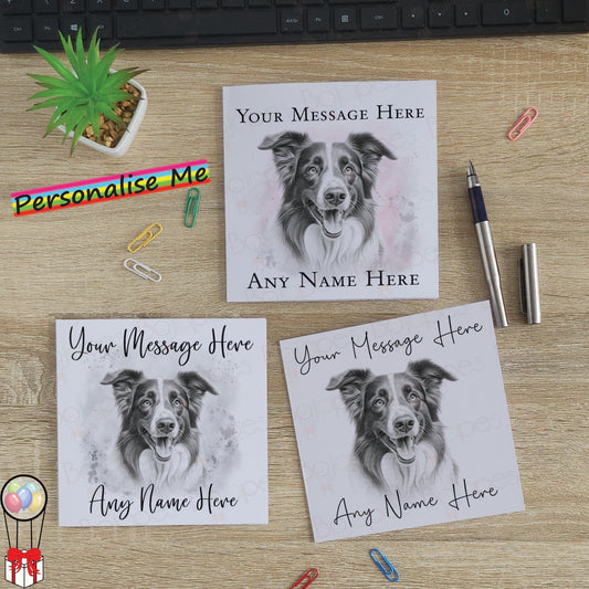 Personalised Border Collie Dog Card - Custom Hand Drawn Sketched Dog Art