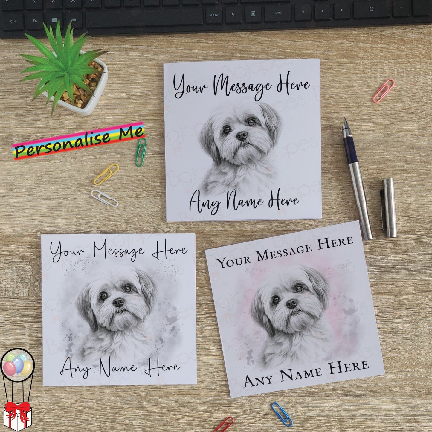 Personalised Shih Tzu Dog Card - Custom Hand Drawn Sketched Dog Art