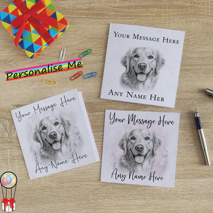 Personalised Golden Retriever Dog Card - Custom Hand Drawn Sketched Dog Art