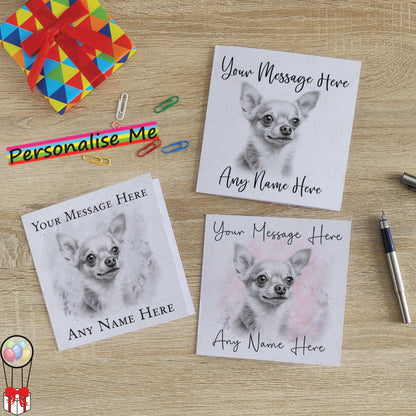 Personalised Chihuahua Dog Card - Custom Hand Drawn Sketched Dog Art