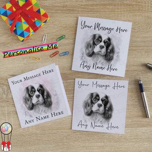 Personalised King Charles Cavalier Dog Card - Custom Hand Drawn Sketched Dog Art