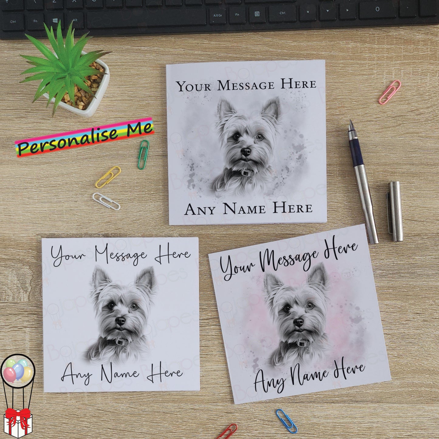 Personalised Yorkshire Terrier Dog Card - Custom Hand Drawn Sketched Dog Art