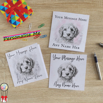 Personalised Cockerpoo Dog Card - Custom Hand Drawn Sketched Dog Art