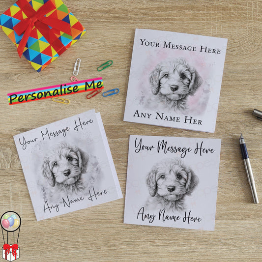 Personalised Cockerpoo Dog Card - Custom Hand Drawn Sketched Dog Art