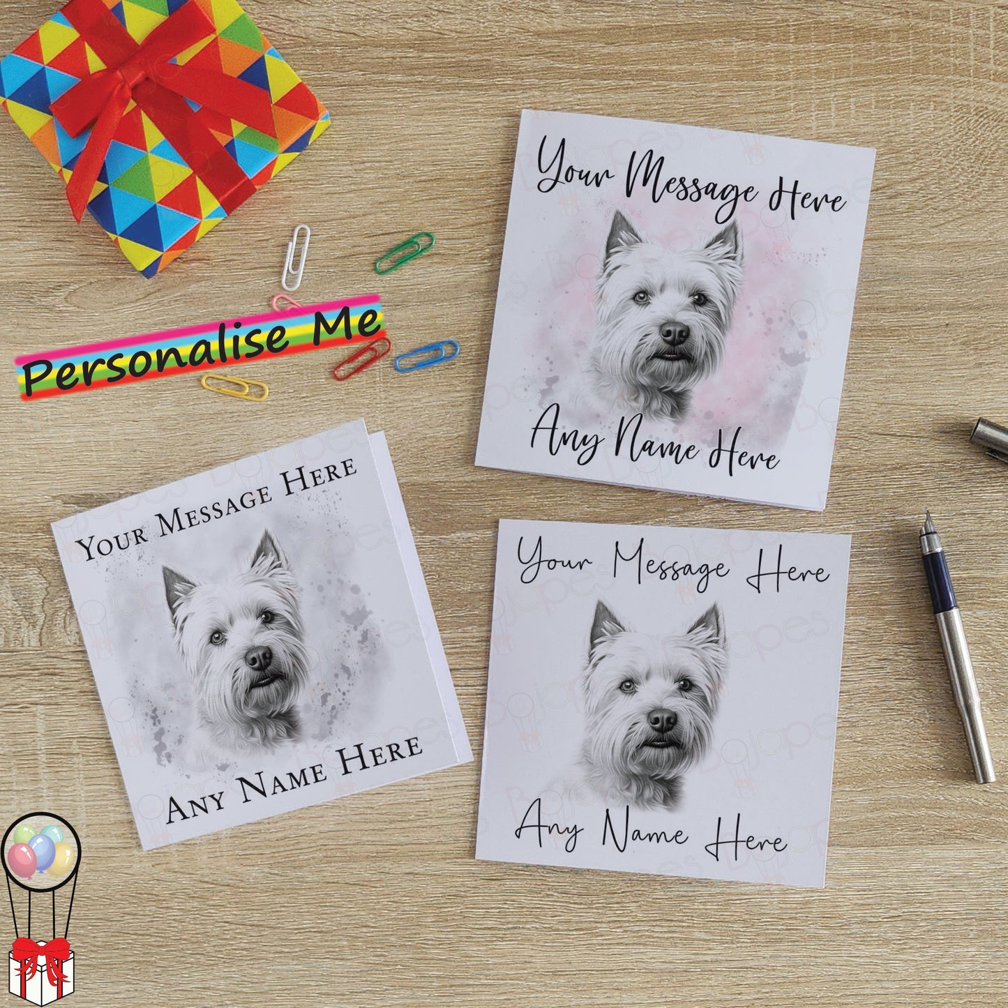 Personalised West Highland Terrier Dog Card - Custom Hand Drawn Sketched Dog Art