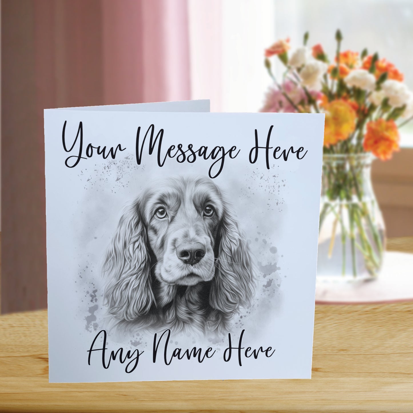 Personalised Cocker Spaniel Dog Card - Custom Hand Drawn Sketched Dog Art