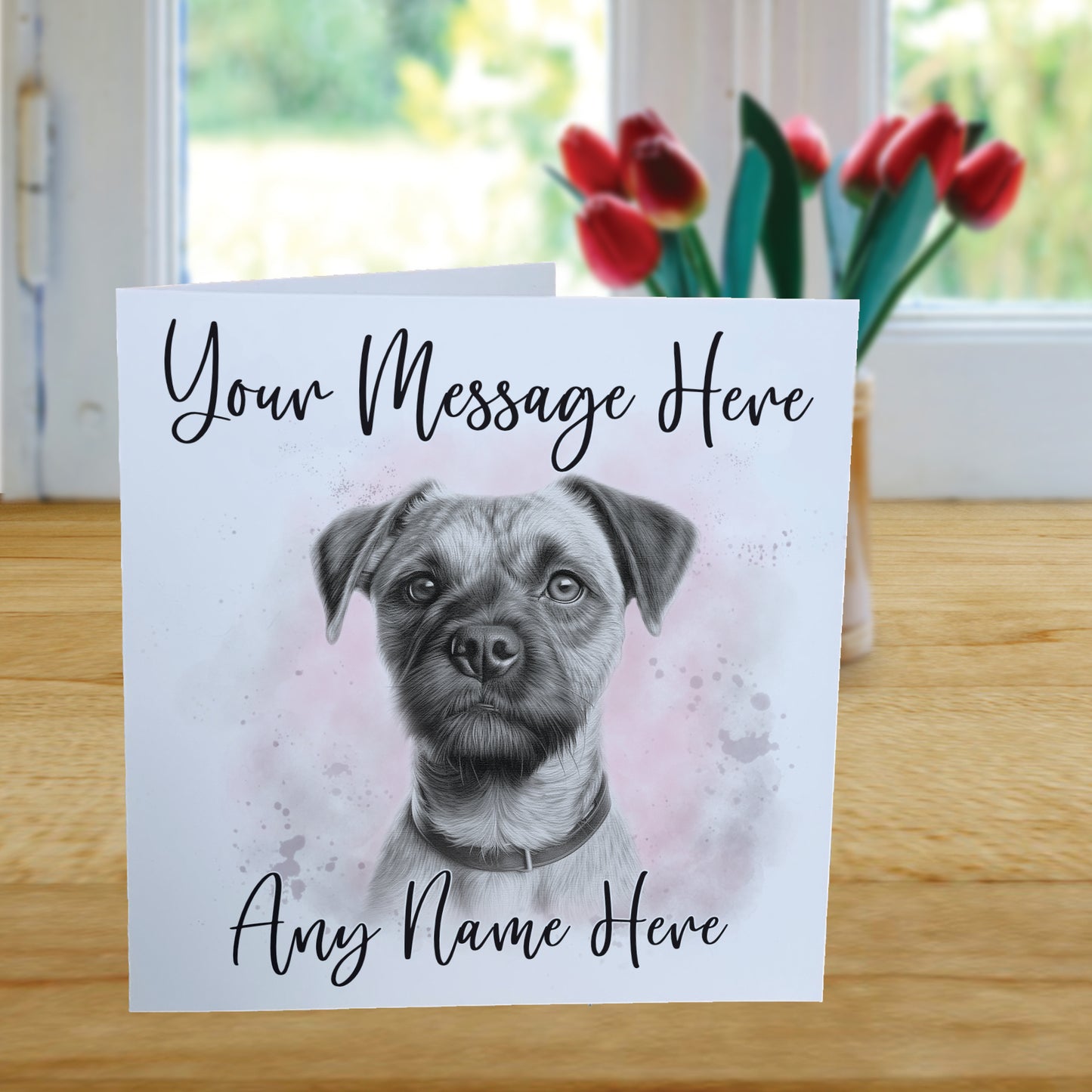 Personalised Border Terrier Dog Card - Custom Hand Drawn Sketched Dog Art