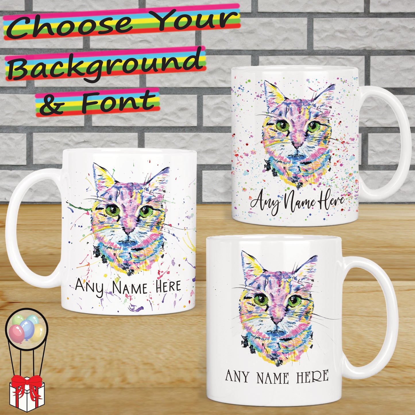 Colourful Cat Mug - British Shorthaired Cat Mug Gift for Cat Lover