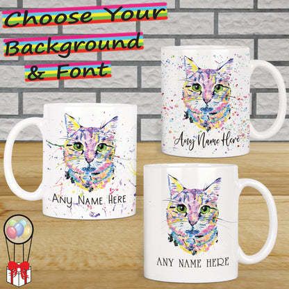 Colourful Cat Mug - British Shorthaired Cat Mug Gift for Cat Lover