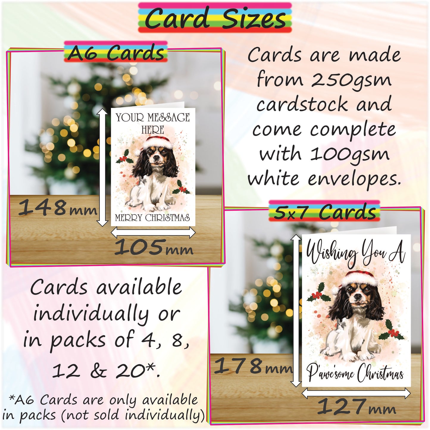 Personalised Cavalier Christmas Card - Seasons Greetings Card for Dog Lovers