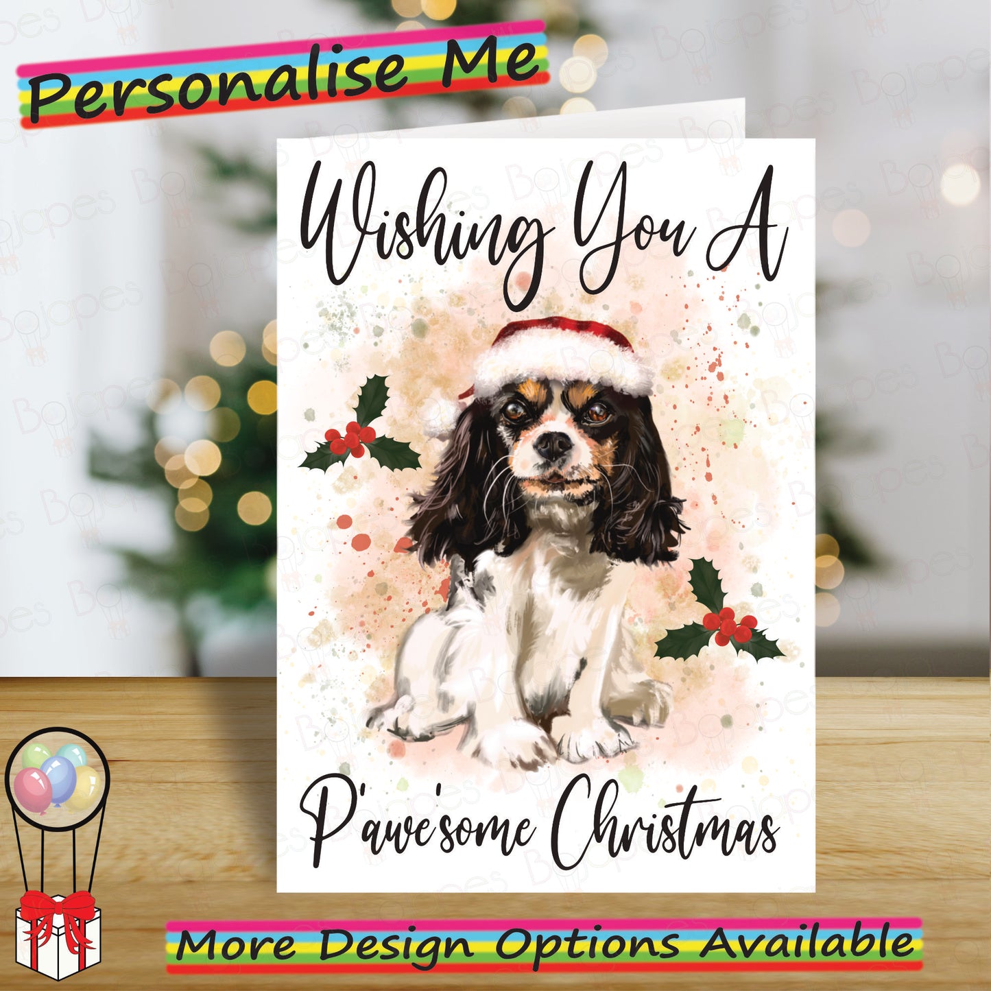 Personalised Cavalier Christmas Card - Seasons Greetings Card for Dog Lovers