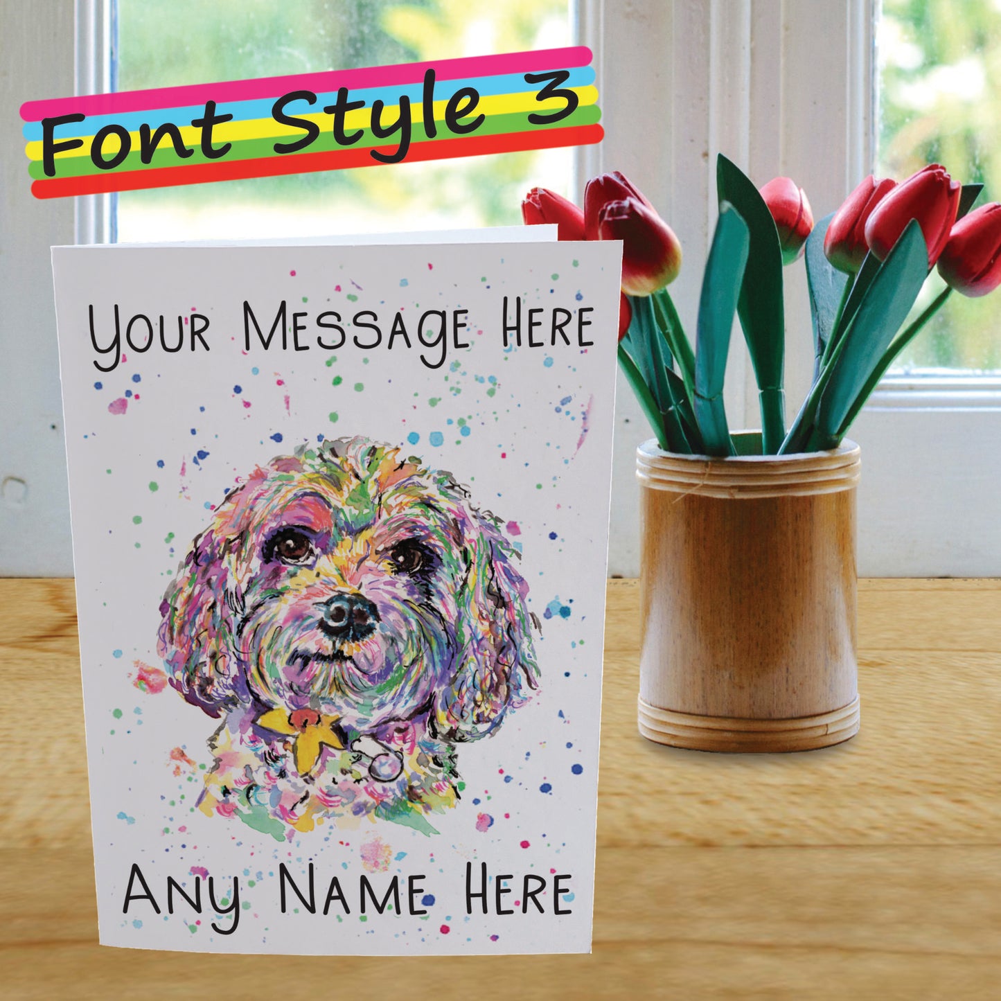 Cavapoo Card - Personalised Greeting Card for Poodle Cross Lover