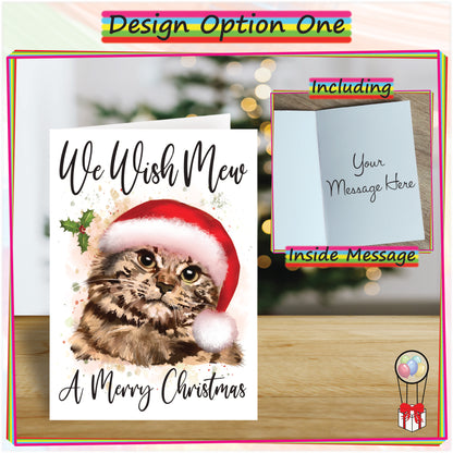 Personalised Tabby Cat Christmas Card - Seasonal Greetings Card for Cat Lovers