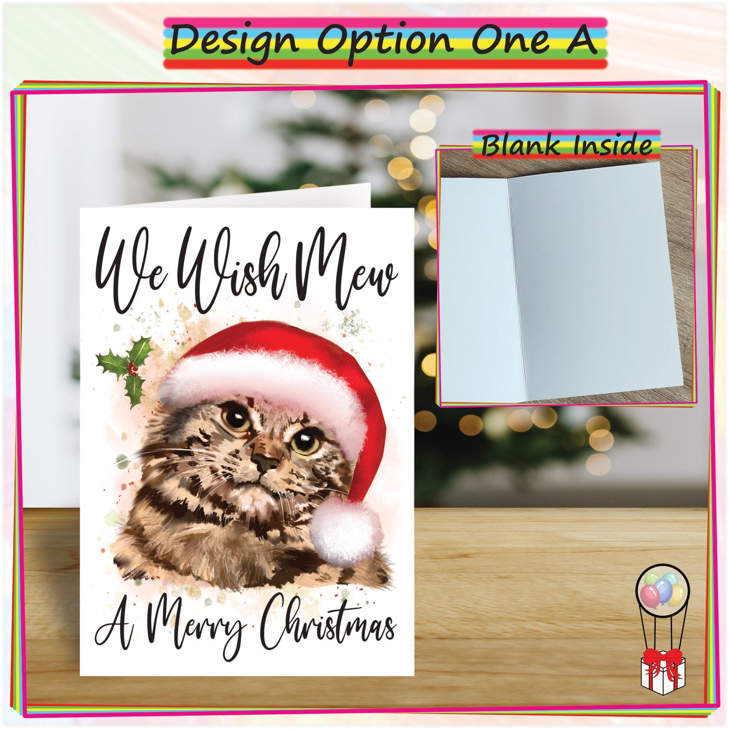 Personalised Tabby Cat Christmas Card - Seasonal Greetings Card for Cat Lovers