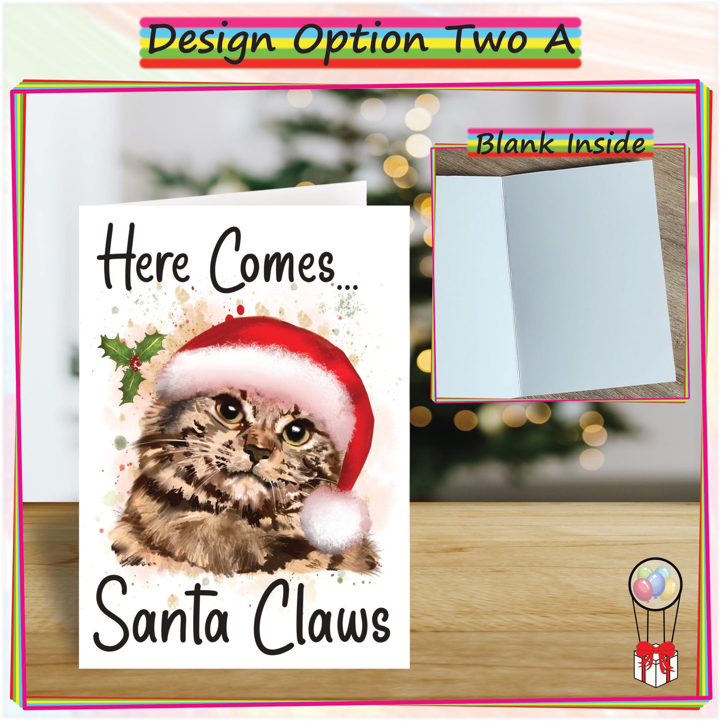 Personalised Tabby Cat Christmas Card - Seasonal Greetings Card for Cat Lovers