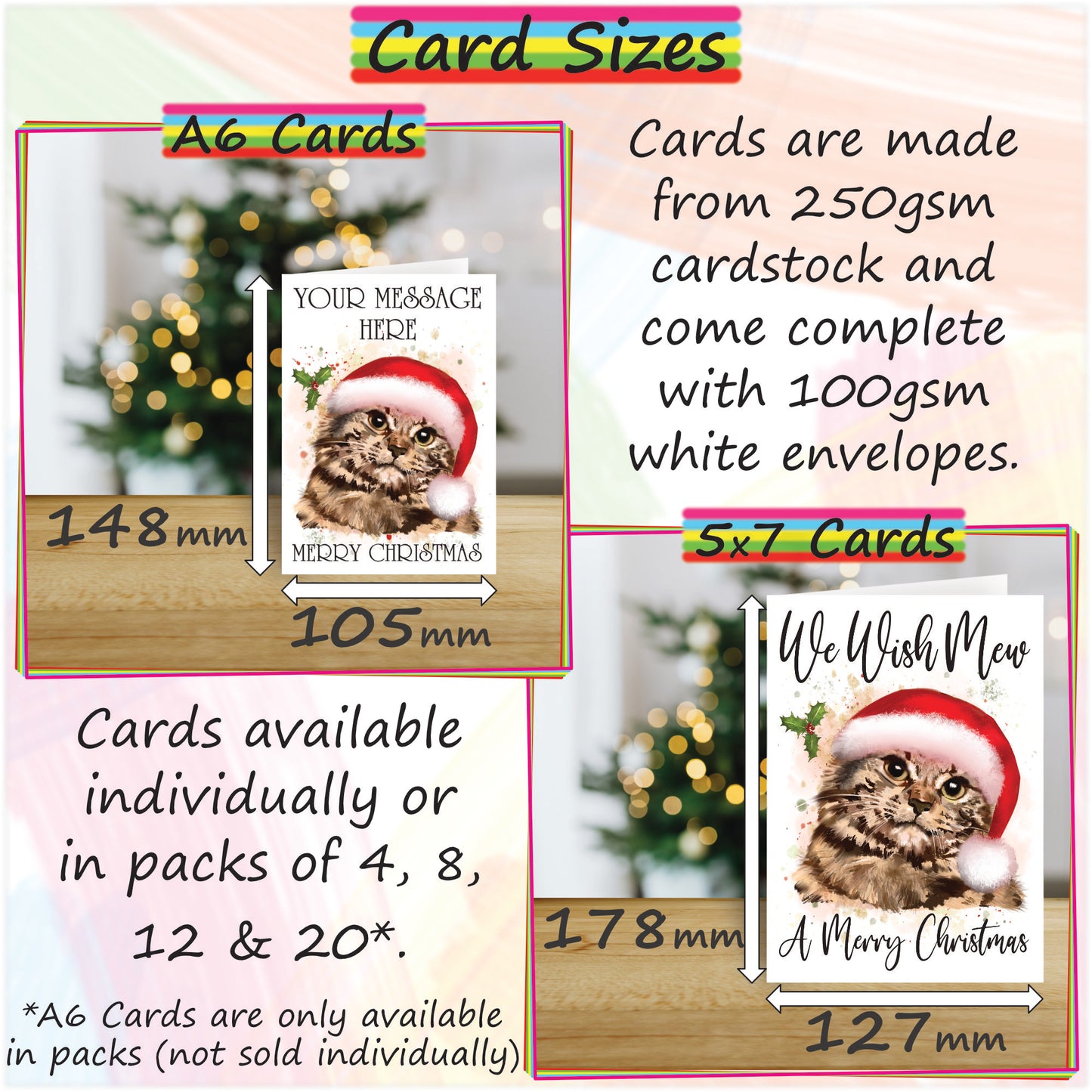 Personalised Tabby Cat Christmas Card - Seasonal Greetings Card for Cat Lovers