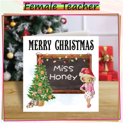 Personalised Female Teacher Christmas Card - Custom Card for Teaching Assistant