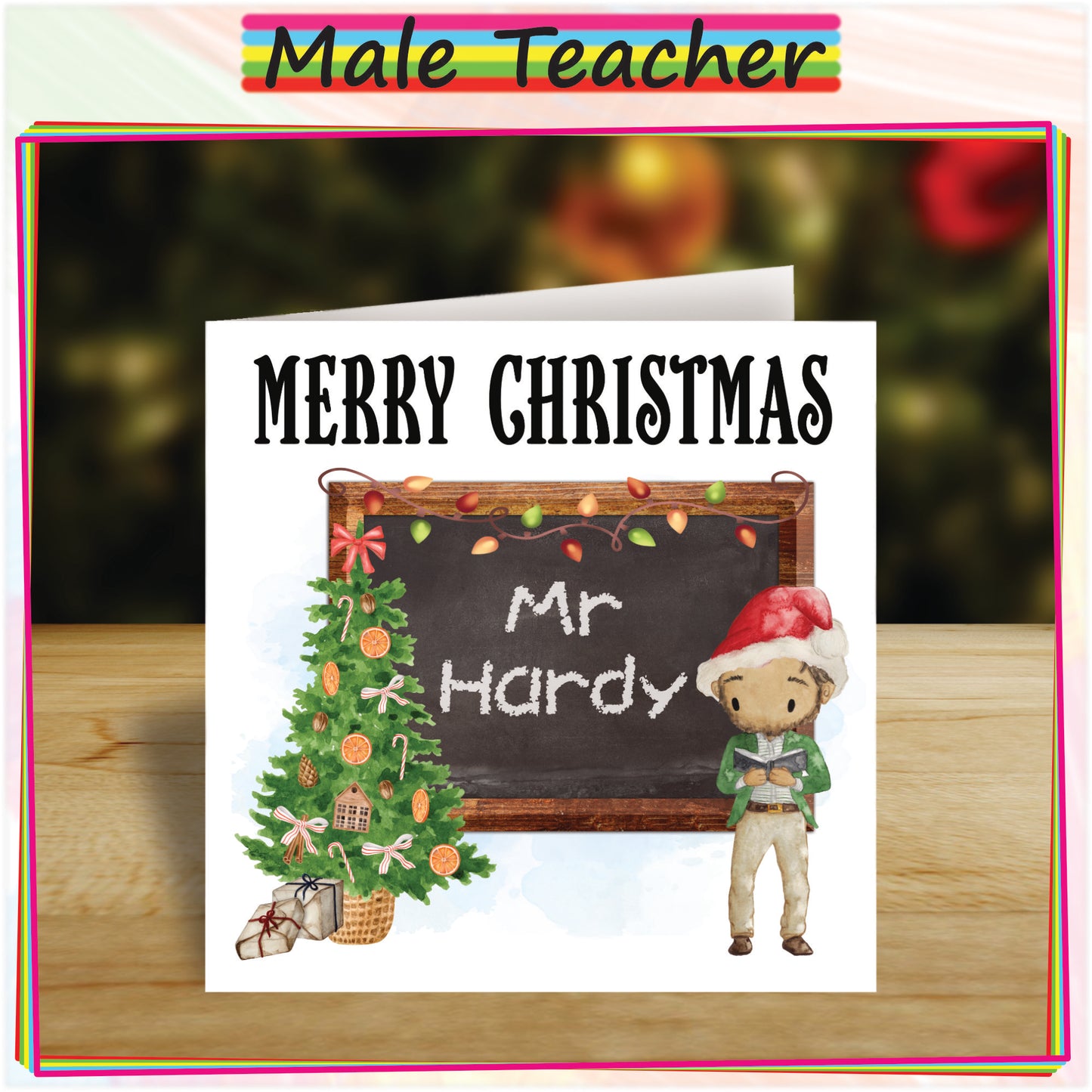 Personalised Female Teacher Christmas Card - Custom Card for Teaching Assistant