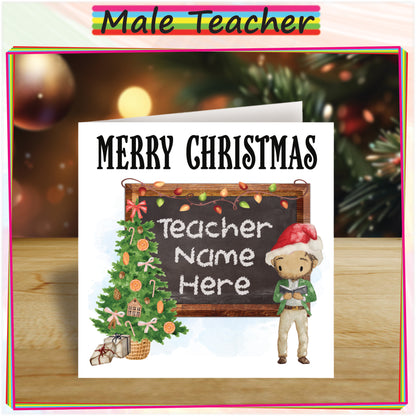 Personalised Female Teacher Christmas Card - Custom Card for Teaching Assistant