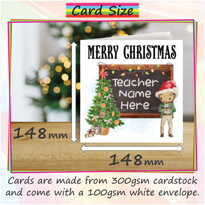 Personalised Male Teacher Christmas Card - Custom Card for Teaching Assistant