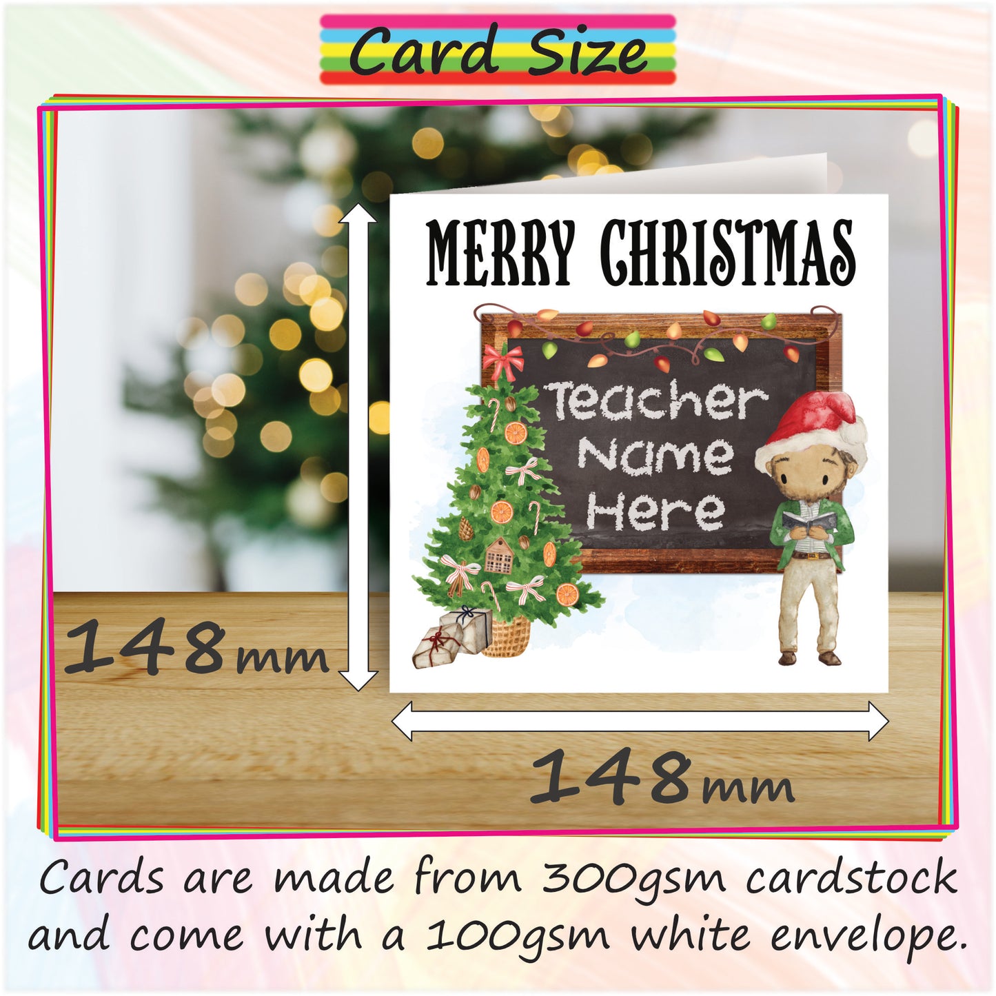 Personalised Female Teacher Christmas Card - Custom Card for Teaching Assistant