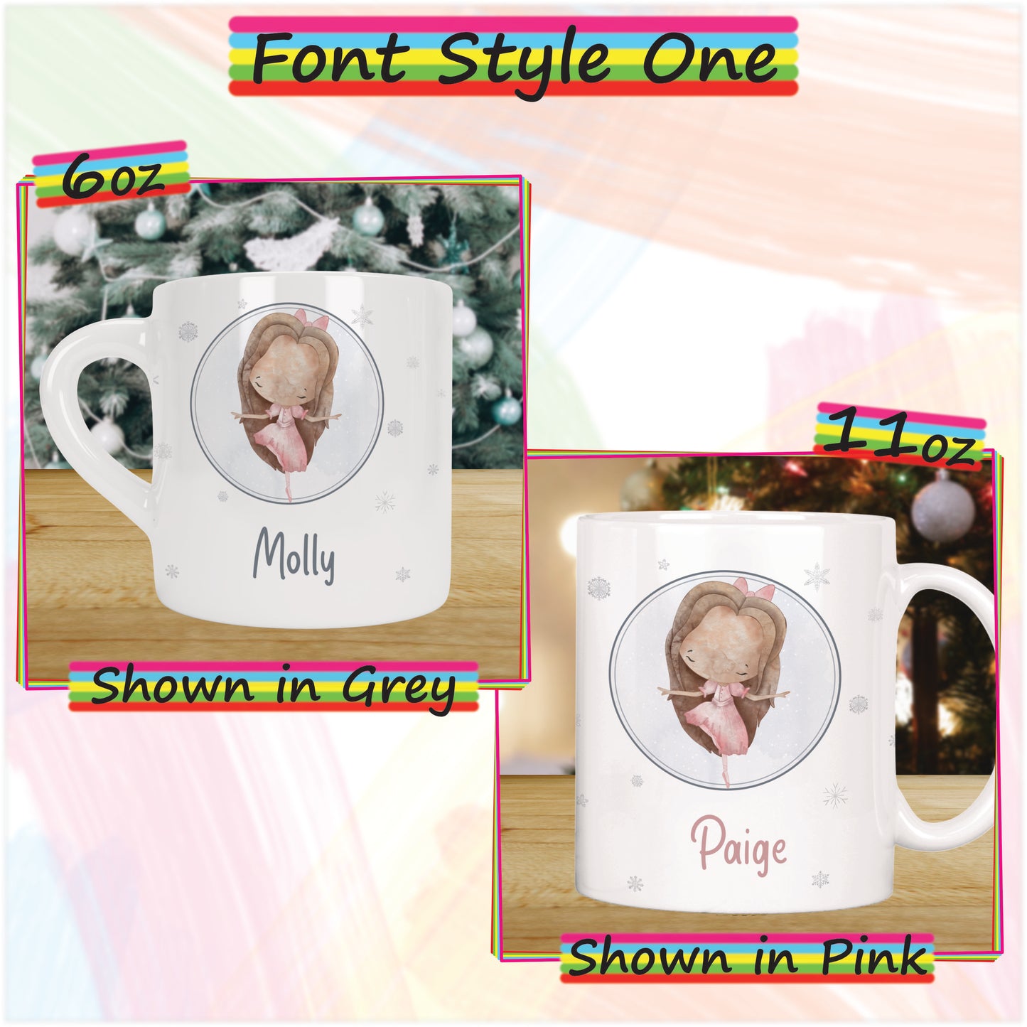 Nutcracker Clara Personalised Christmas Mug for Kids - Hot Chocolate Mug with Name