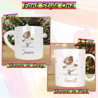 Ballerina Bear Christmas Mug for Kids - Personalised Hot Chocolate Mug