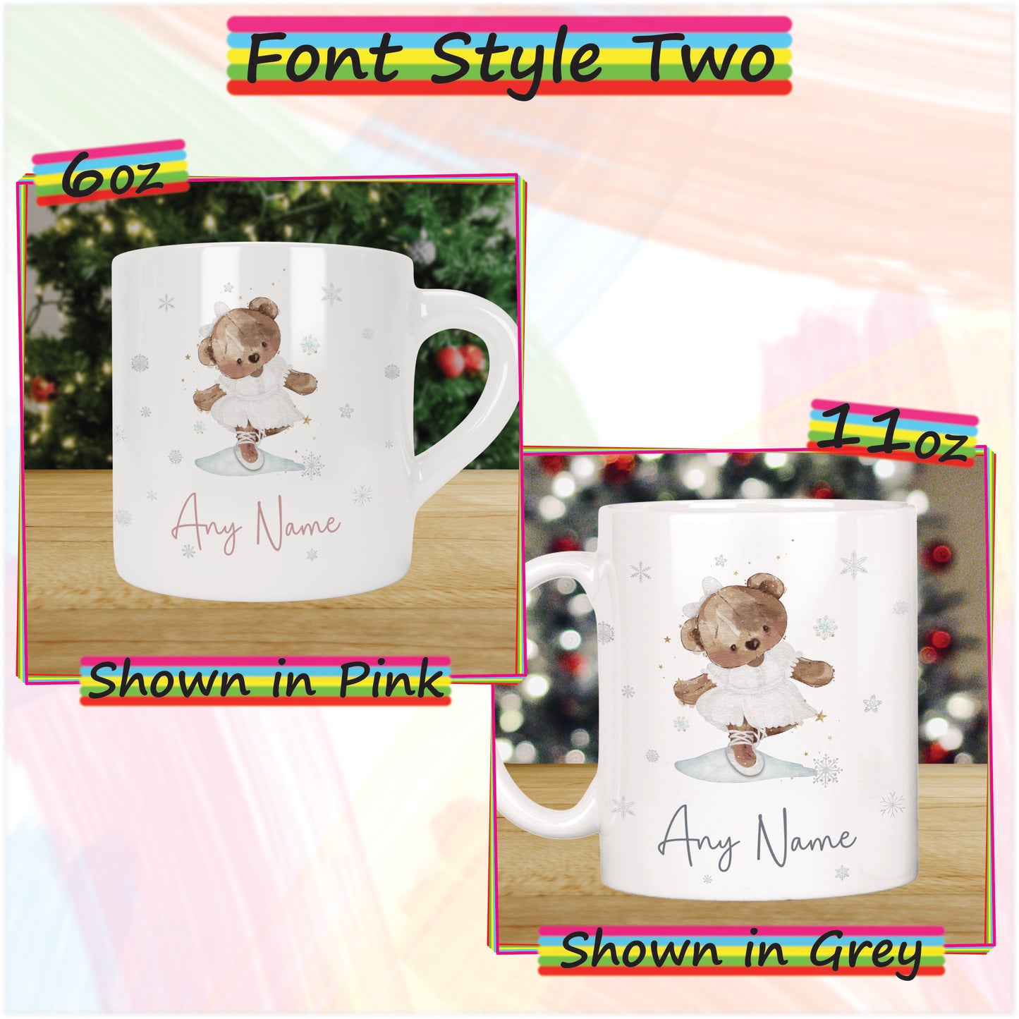 Ballerina Bear Christmas Mug for Kids - Personalised Hot Chocolate Mug