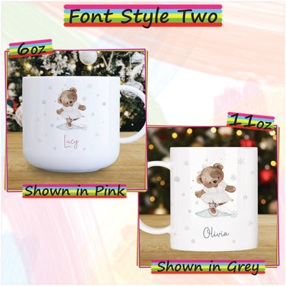 Unbreakable Personalised Christmas Mug for Kids - Ballerina Bear Hot Chocolate Mug