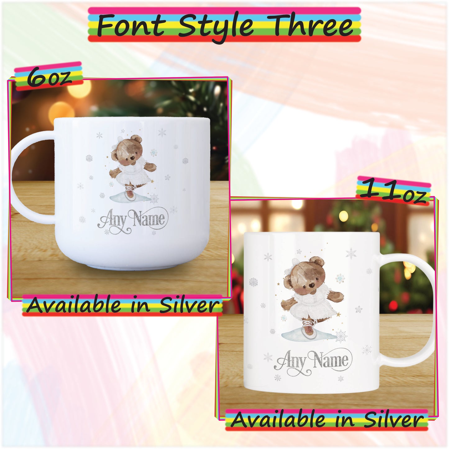 Unbreakable Personalised Christmas Mug for Kids - Ballerina Bear Hot Chocolate Mug