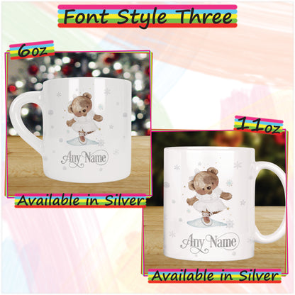 Ballerina Bear Christmas Mug for Kids - Personalised Hot Chocolate Mug