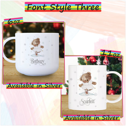 Unbreakable Personalised Christmas Mug for Kids - Ballerina Bear Hot Chocolate Mug