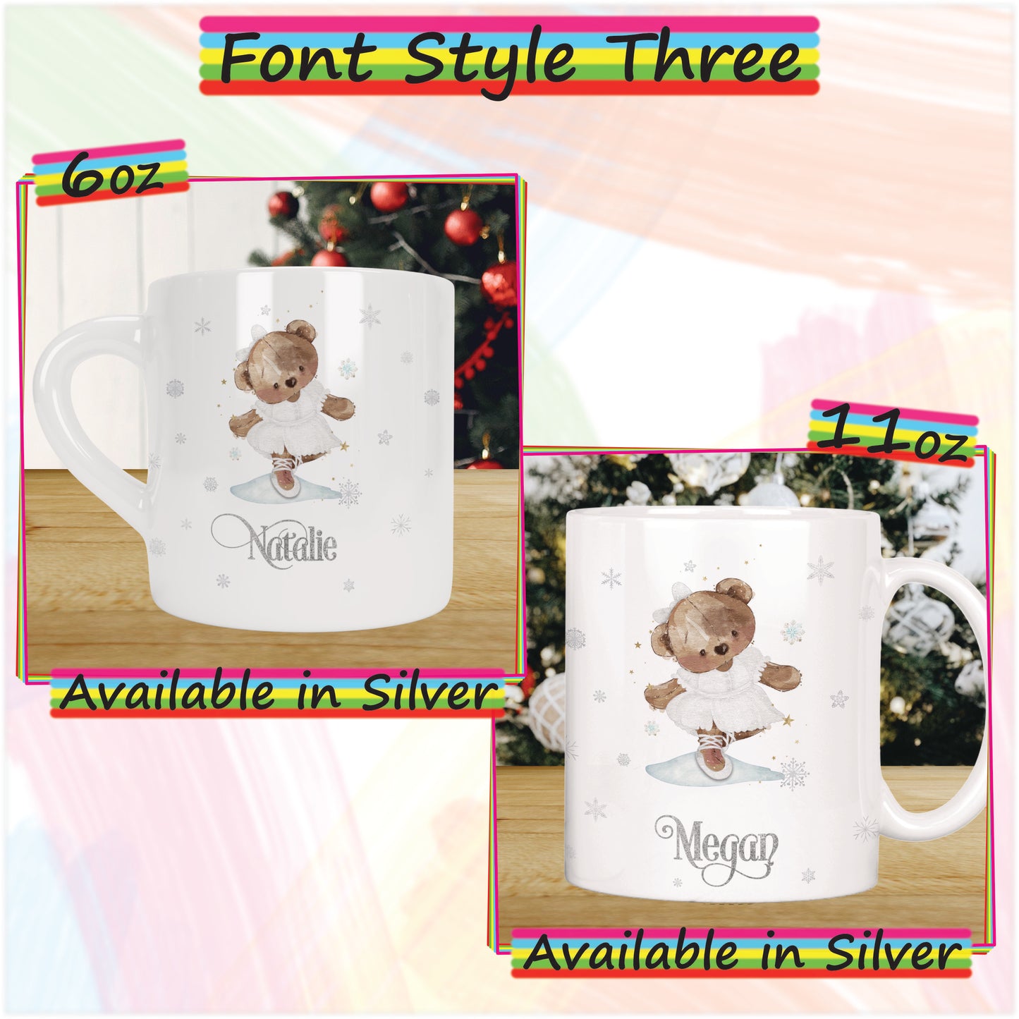 Ballerina Bear Christmas Mug for Kids - Personalised Hot Chocolate Mug