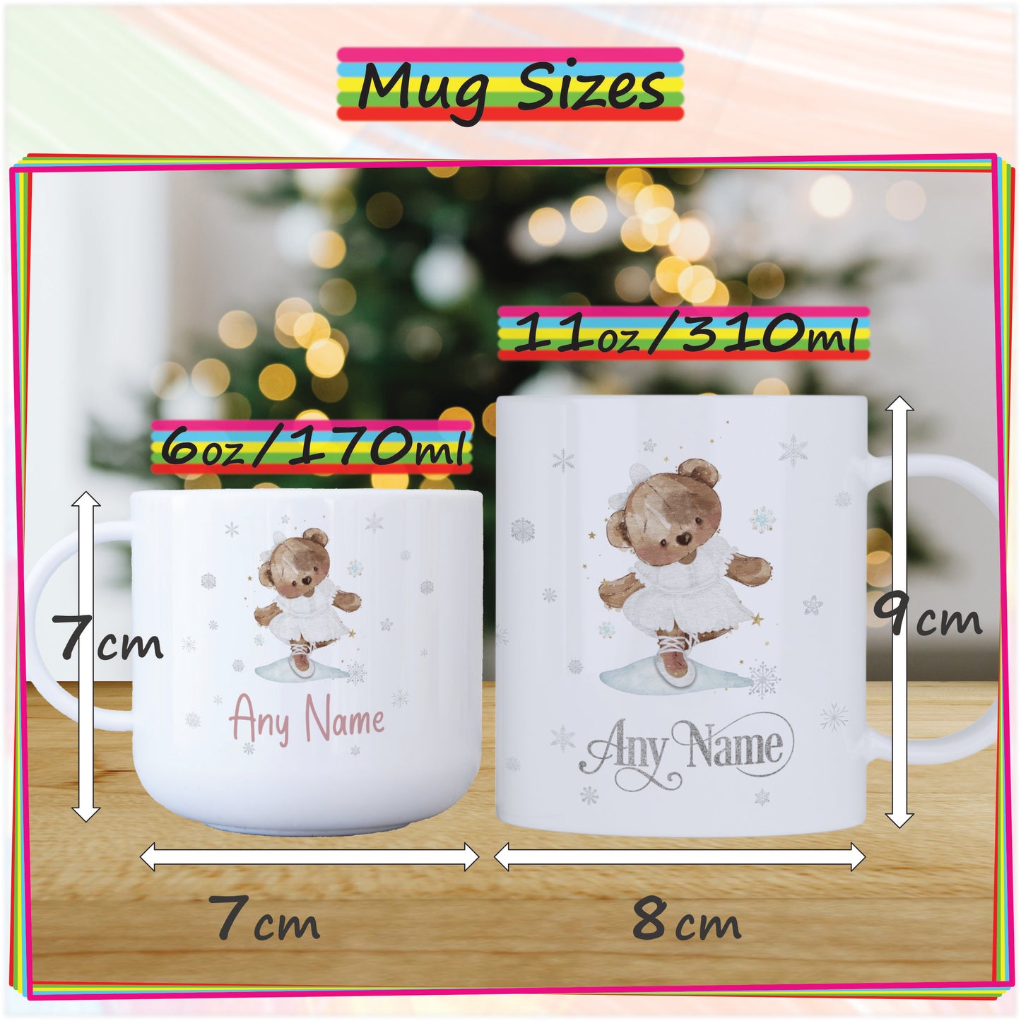 Unbreakable Personalised Christmas Mug for Kids - Ballerina Bear Hot Chocolate Mug