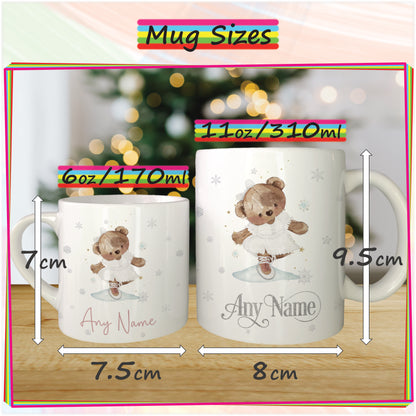 Ballerina Bear Christmas Mug for Kids - Personalised Hot Chocolate Mug