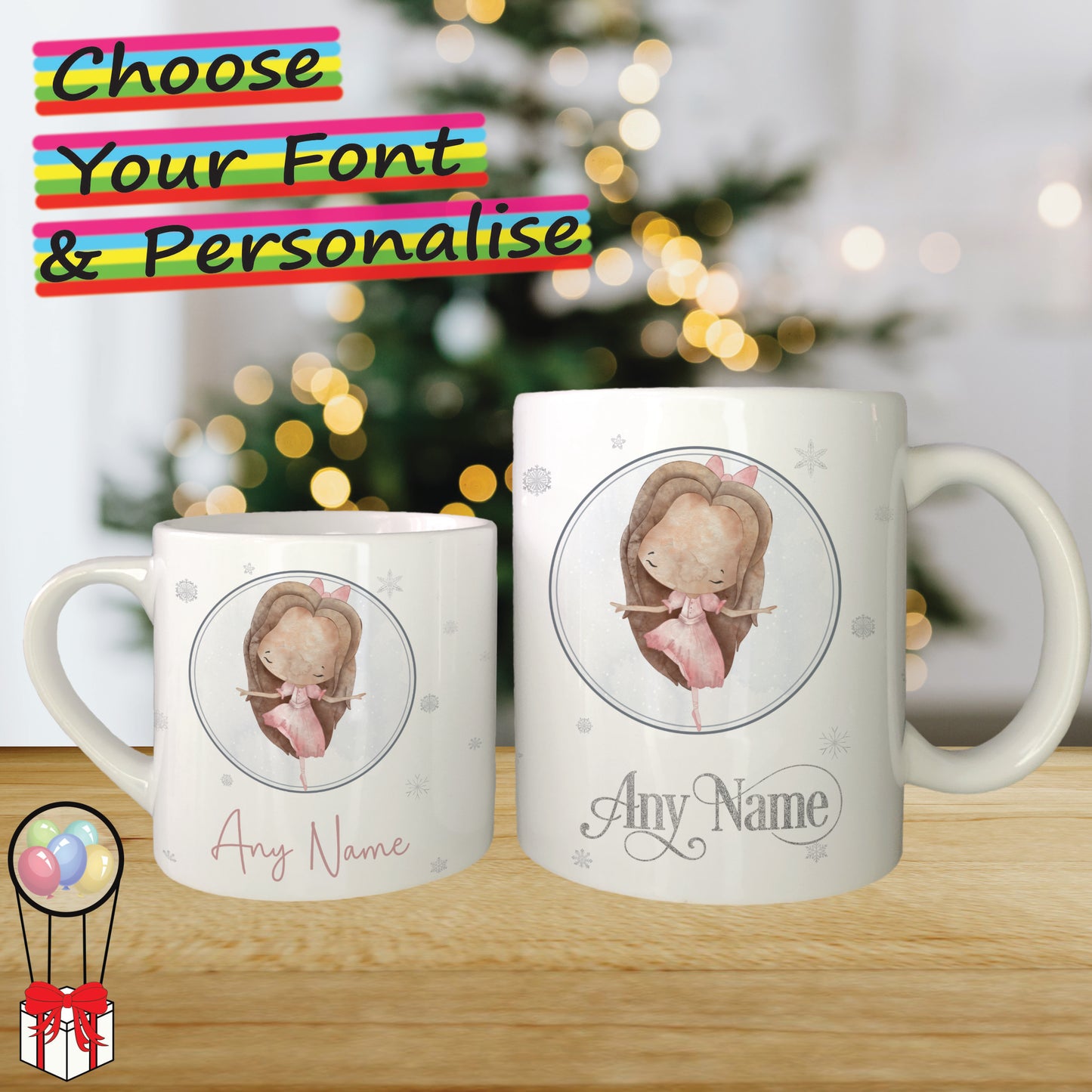 Nutcracker Clara Personalised Christmas Mug for Kids - Hot Chocolate Mug with Name