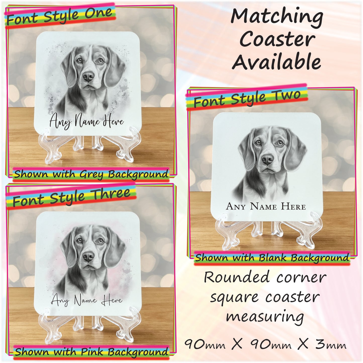 Personalised Sketched Beagle 11oz Ceramic Mug & Coaster Set