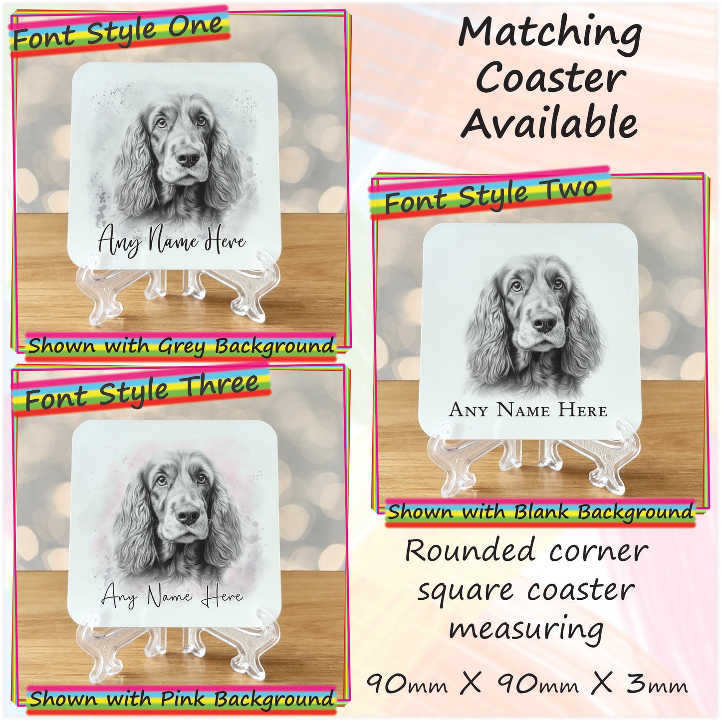 Personalised Sketched Cocker Spaniel 11oz Ceramic Mug & Coaster Set