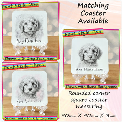 Custom Dog Mug, Personalised Sketched Cockapoo Mug & Coaster Set