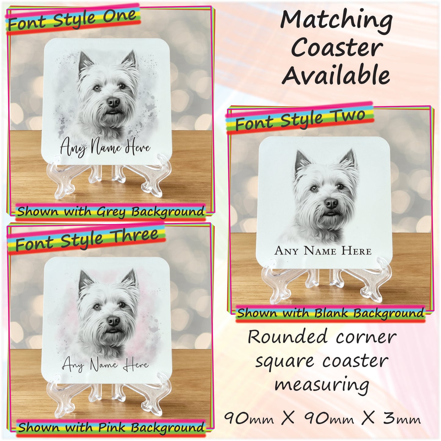 Personalised Sketched West Highland Terrier 11oz Ceramic Mug & Coaster Set