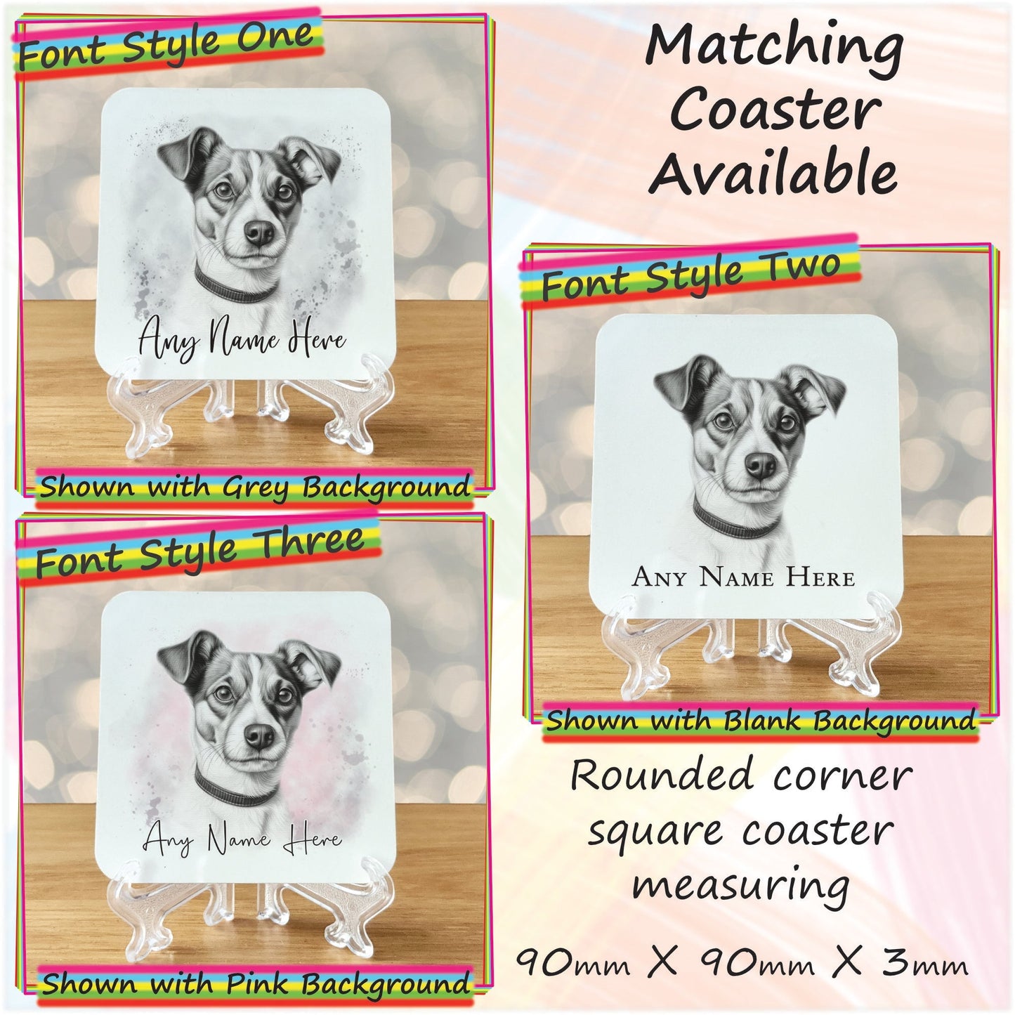 Personalised Jack Russell Terrier Mug, Custom Dog Mug  & Coaster Set