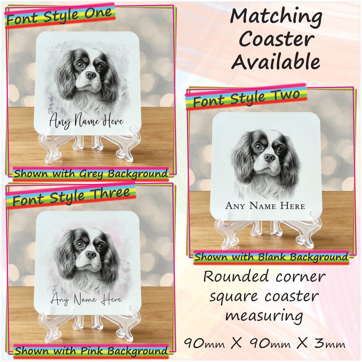 Personalised Sketched King Charles Cavlier 11oz Ceramic Mug & Coaster Set