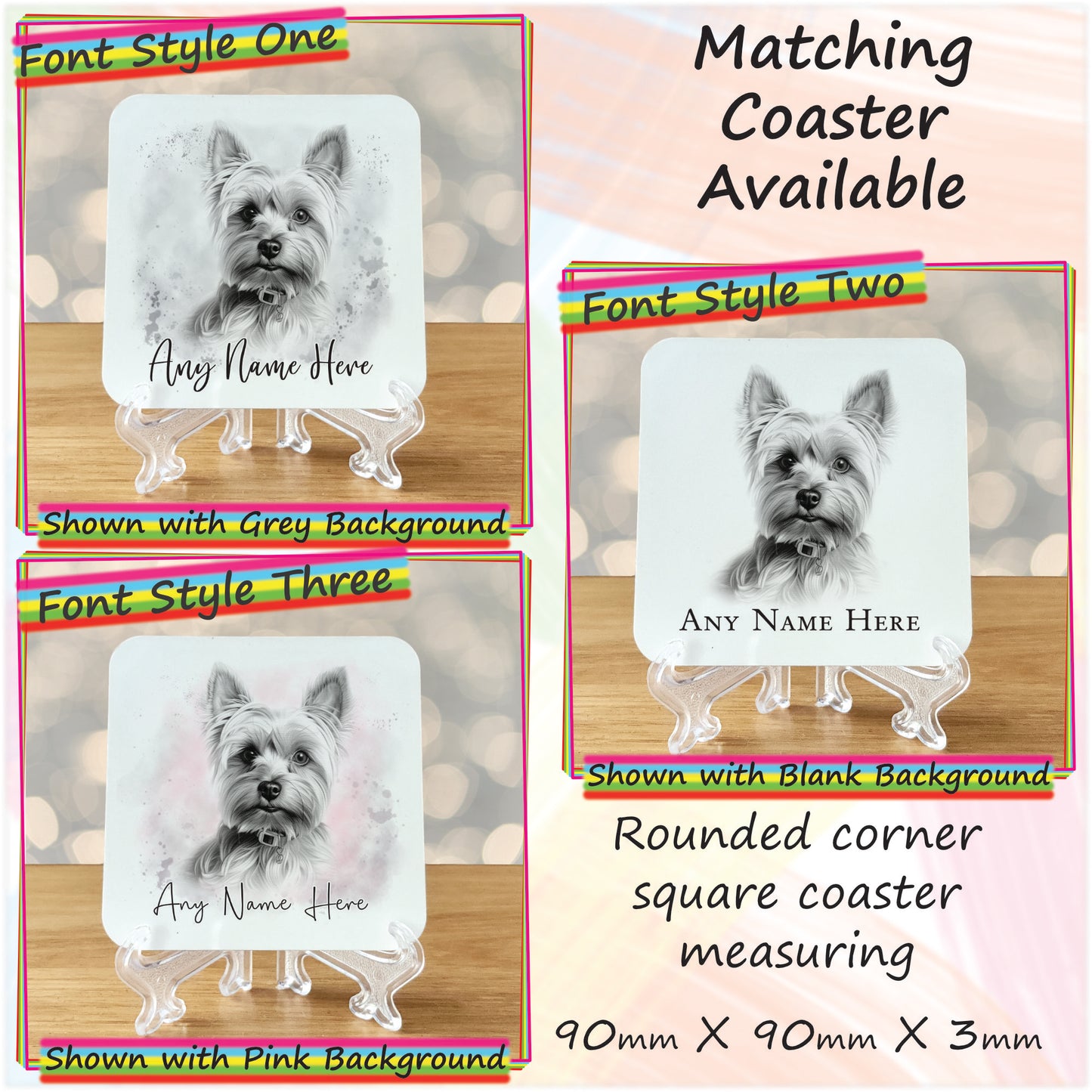 Personalised Sketched Yorkshire Terrier 11oz Ceramic Mug & Coaster Set