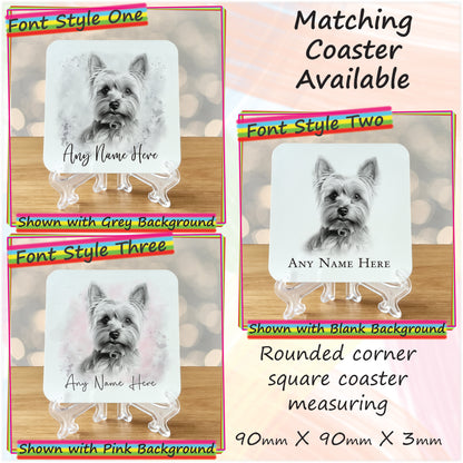 Personalised Sketched Yorkshire Terrier 11oz Ceramic Mug & Coaster Set