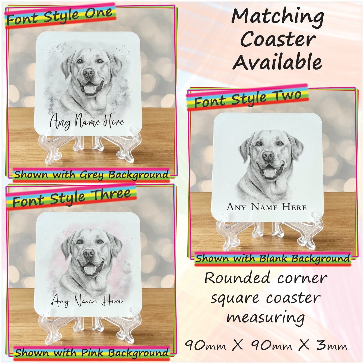 Custom Sketched Labrador Mug & Coaster Set, Personalised Dog Mug