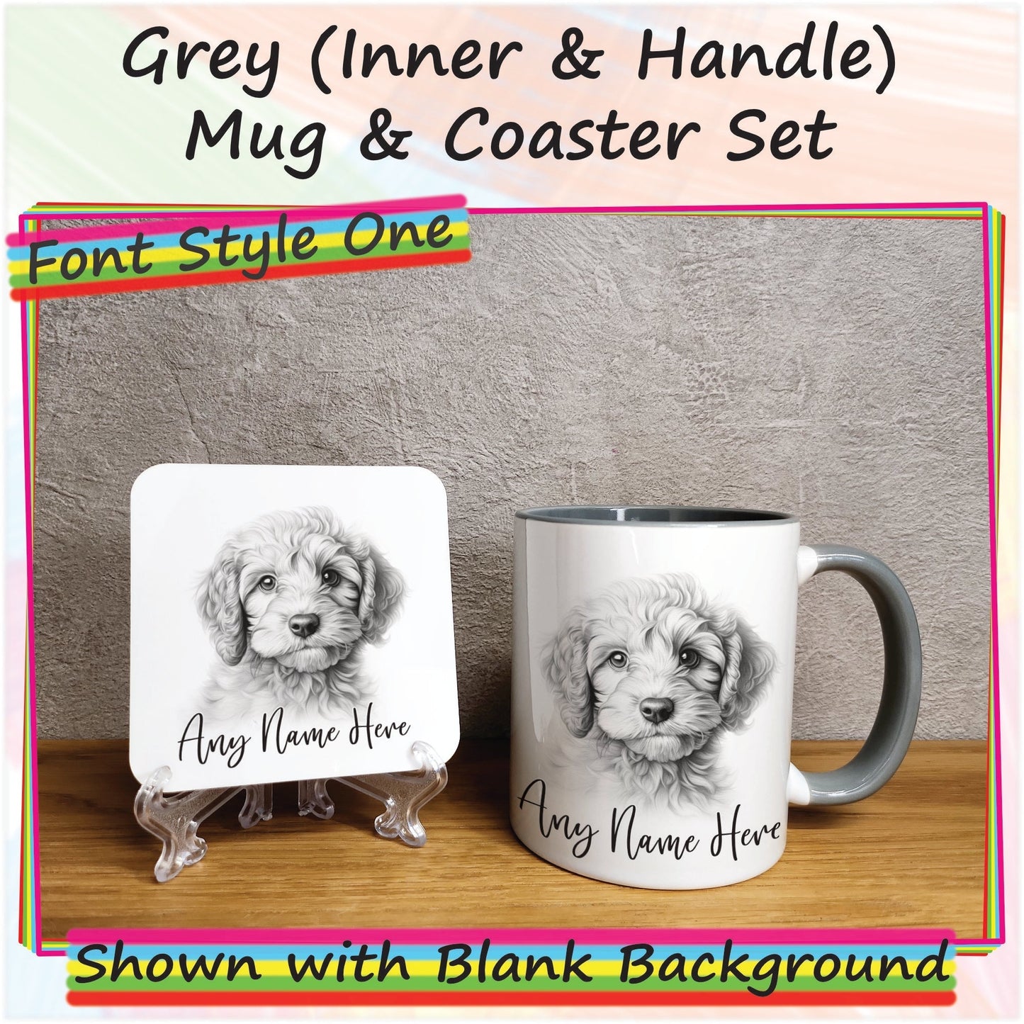 Personalised Sketched Cockapoo Mug & Coaster Set