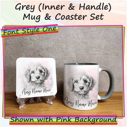 Personalised Sketched Cockapoo Mug & Coaster Set